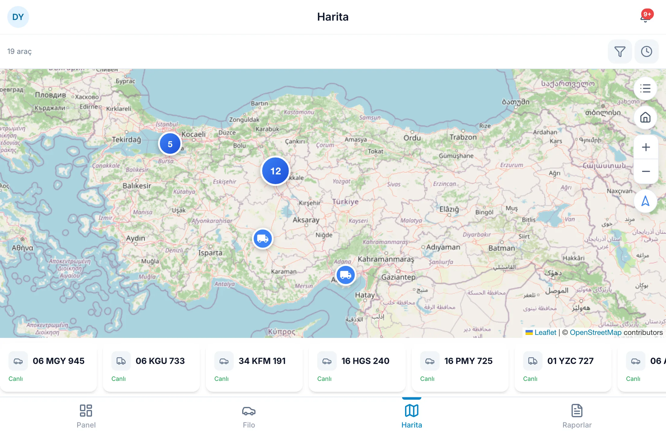 Kilometre ve konum her gece kendiliğinden gelir