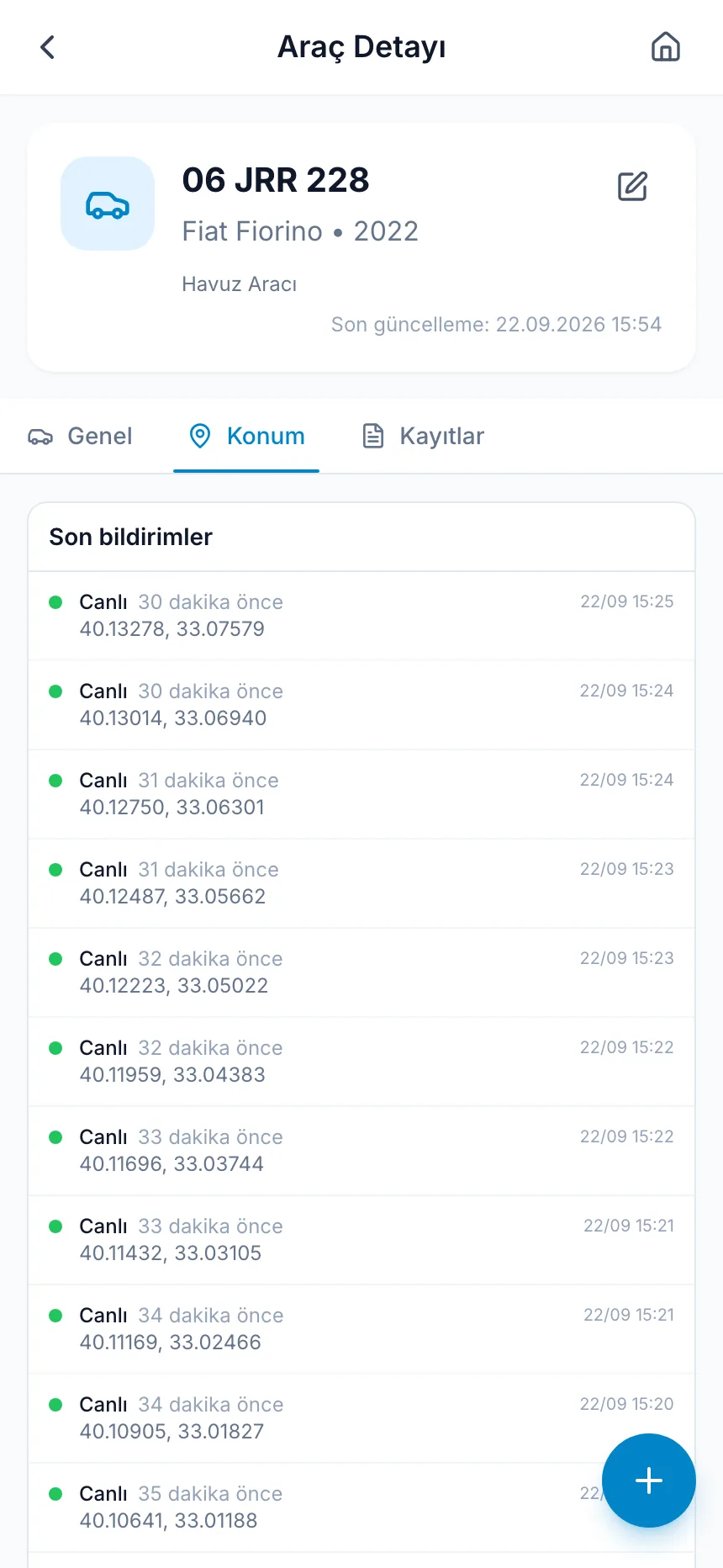 Araç Takip Sistemi ekranı