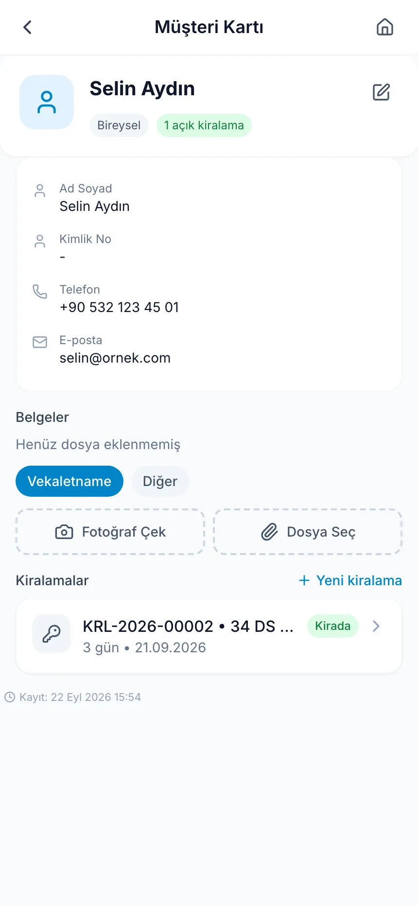 Kiracı kartı