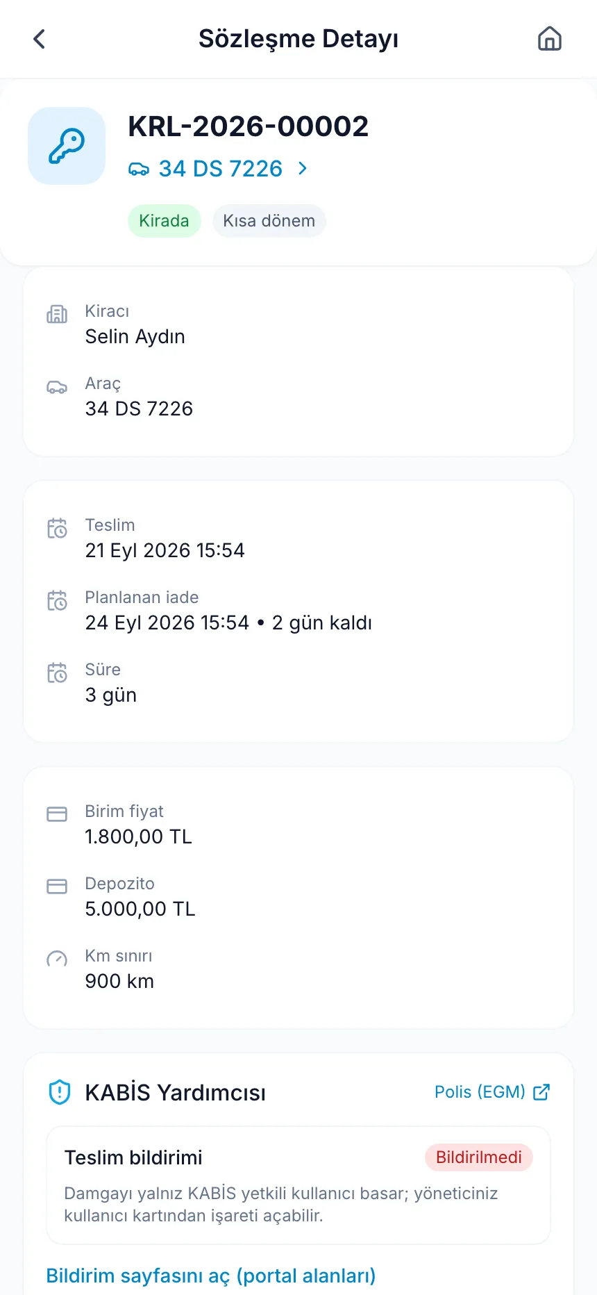 Sözleşmeden iadeye tek kayıt