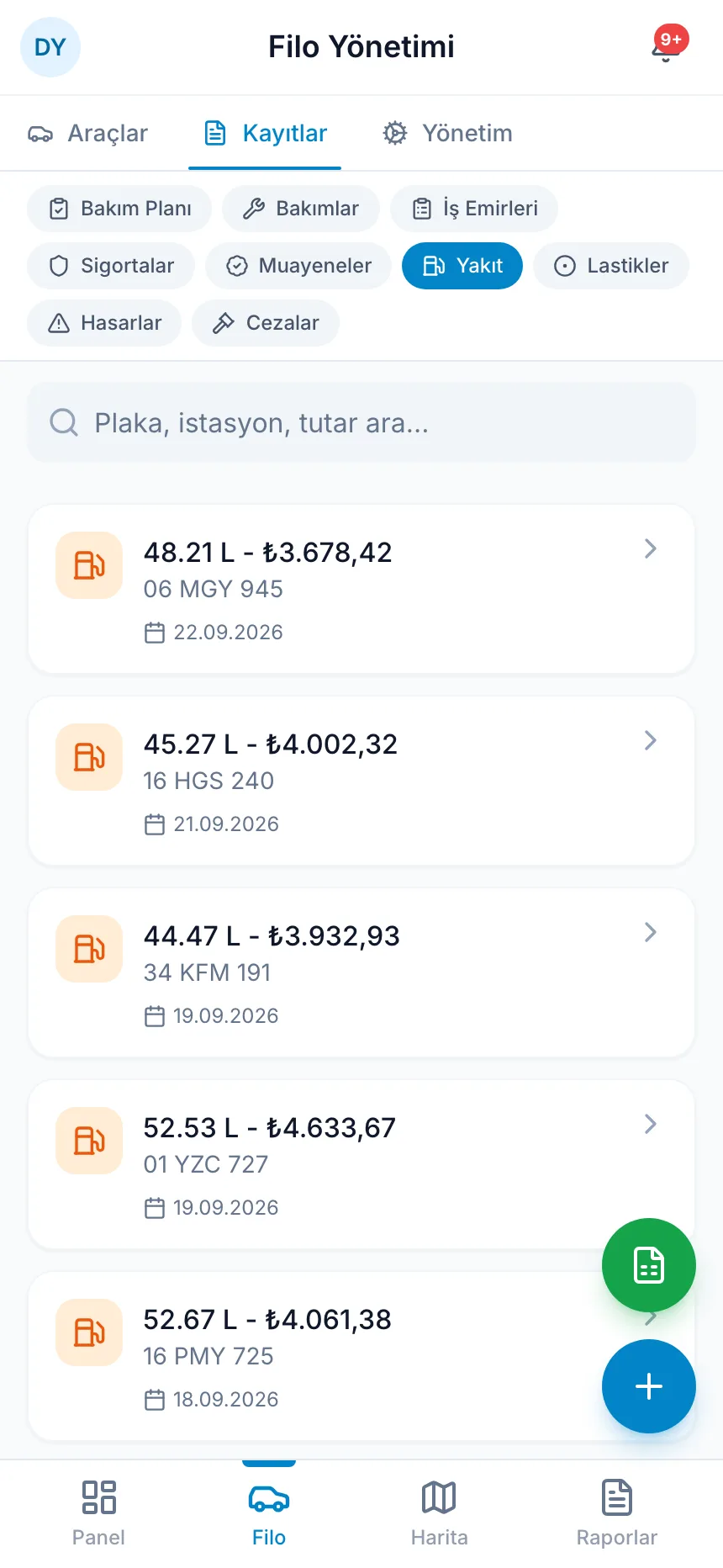 Akaryakıt Excel'i olduğu gibi içeri alınır